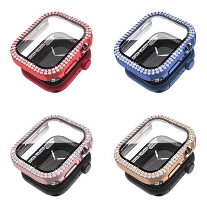 4 Packed Cases with Double Diamond Design, PC Electroplating and Tempered Glass - Fashionable and Shiny, Compatible with Apple Watch