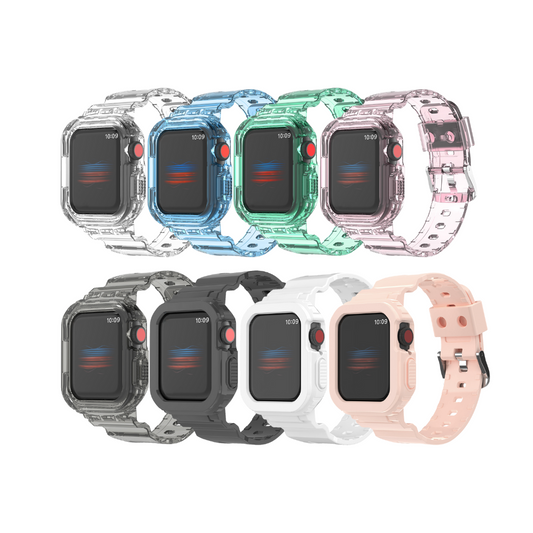Glacier Series Transparent TPU Case with Band for Apple Watch, Barbie pink
