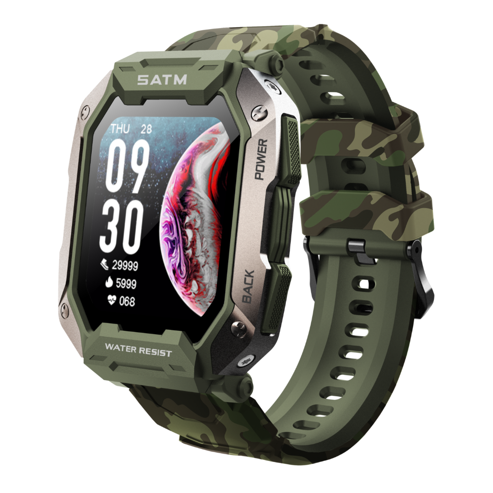 Rugged Smartwatch for Men: 50M Deep Dive Waterproof, Full-Featured Health Tracker with Bluetooth Call for Android & iPhone