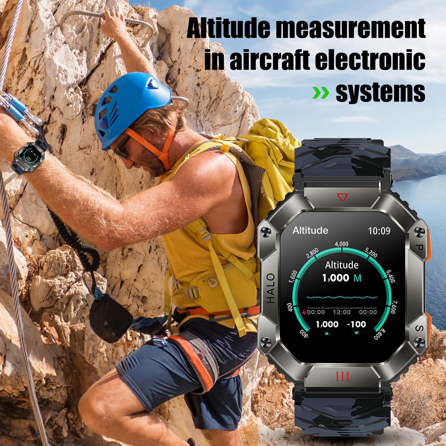 New Waterproof Outdoor Smartwatch with Bluetooth Call, Compass, Real-time Barometer and Altitude Detection