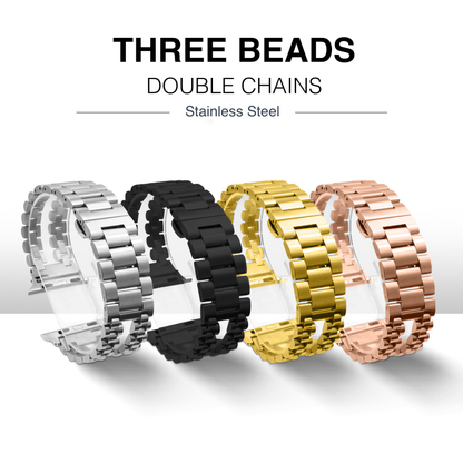 4-Pack Enhance Your iWatch Aesthetics with Stainless Steel Strap - Three-Pearl Design