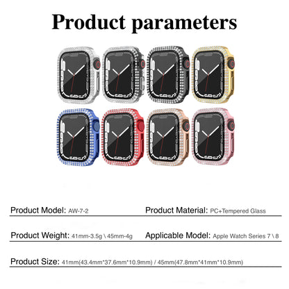 4 Packed Cases with Double Diamond Design, PC Electroplating and Tempered Glass - Fashionable and Shiny, Compatible with Apple Watch