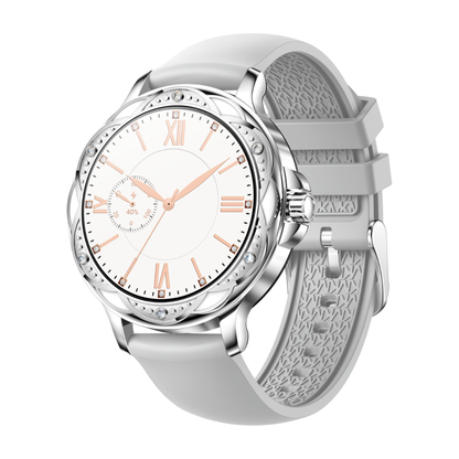 Fashionable Smart Watch for Women with Steel and Silicone Straps, Health Monitoring, and Menstrual Cycle Tracking