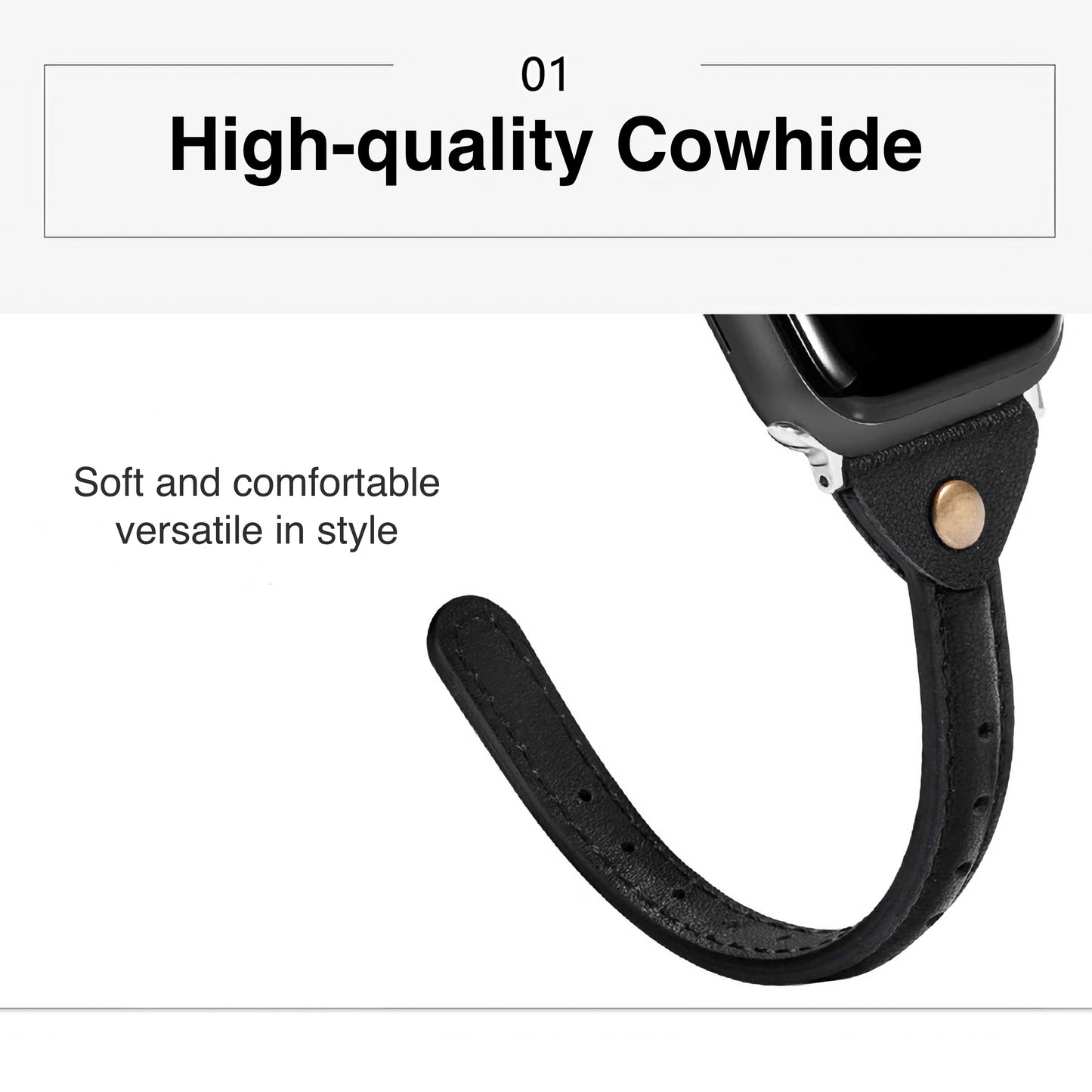 Fashionable Genuine Leather Compatible with Apple Watch, Watch Band Watch Strap